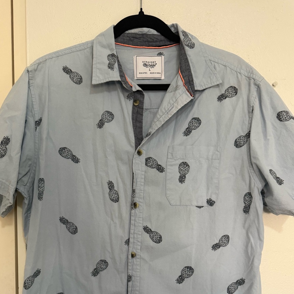 Light Blue Pineapple Print Shirt